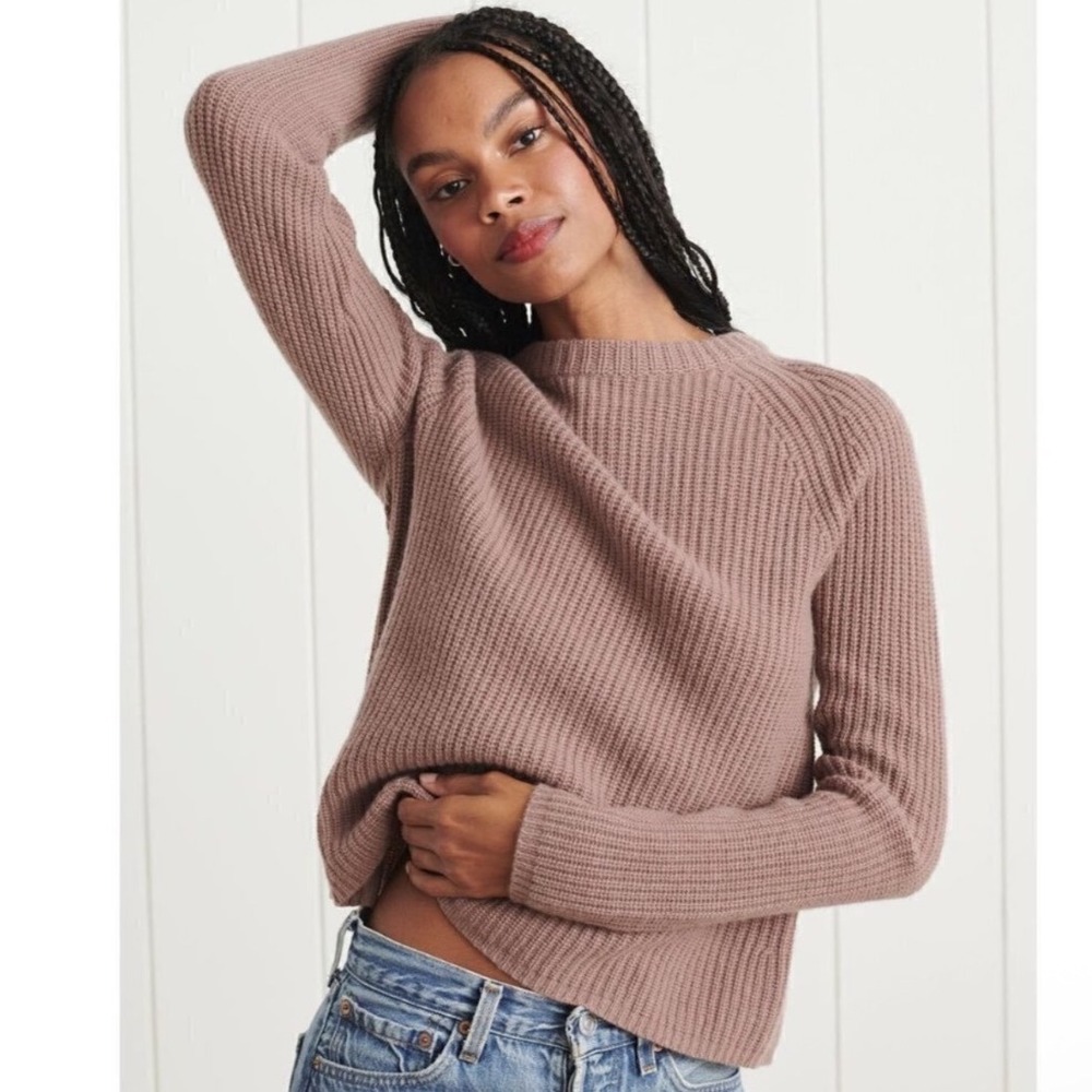 Jenni Kayne Cashmere Fisherman Sweater Size Medium Knit Brown